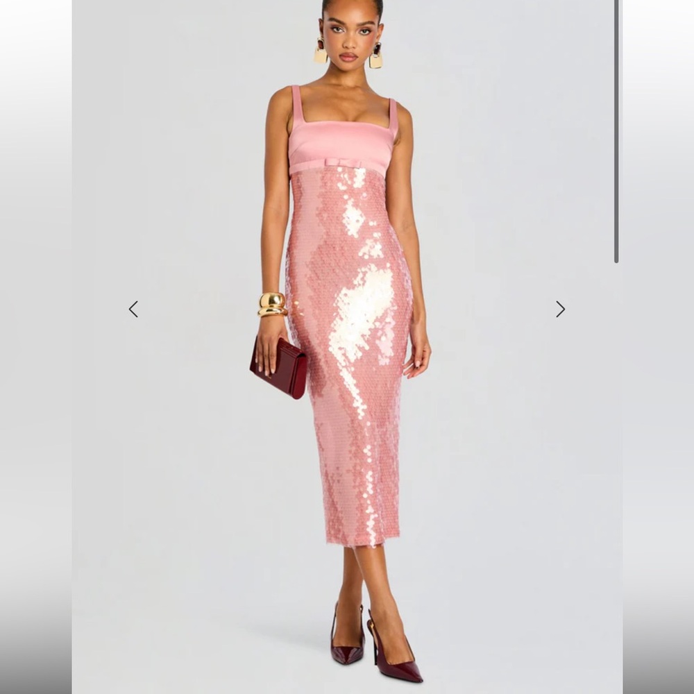 Retrofete Pink Sequin Midi Dress